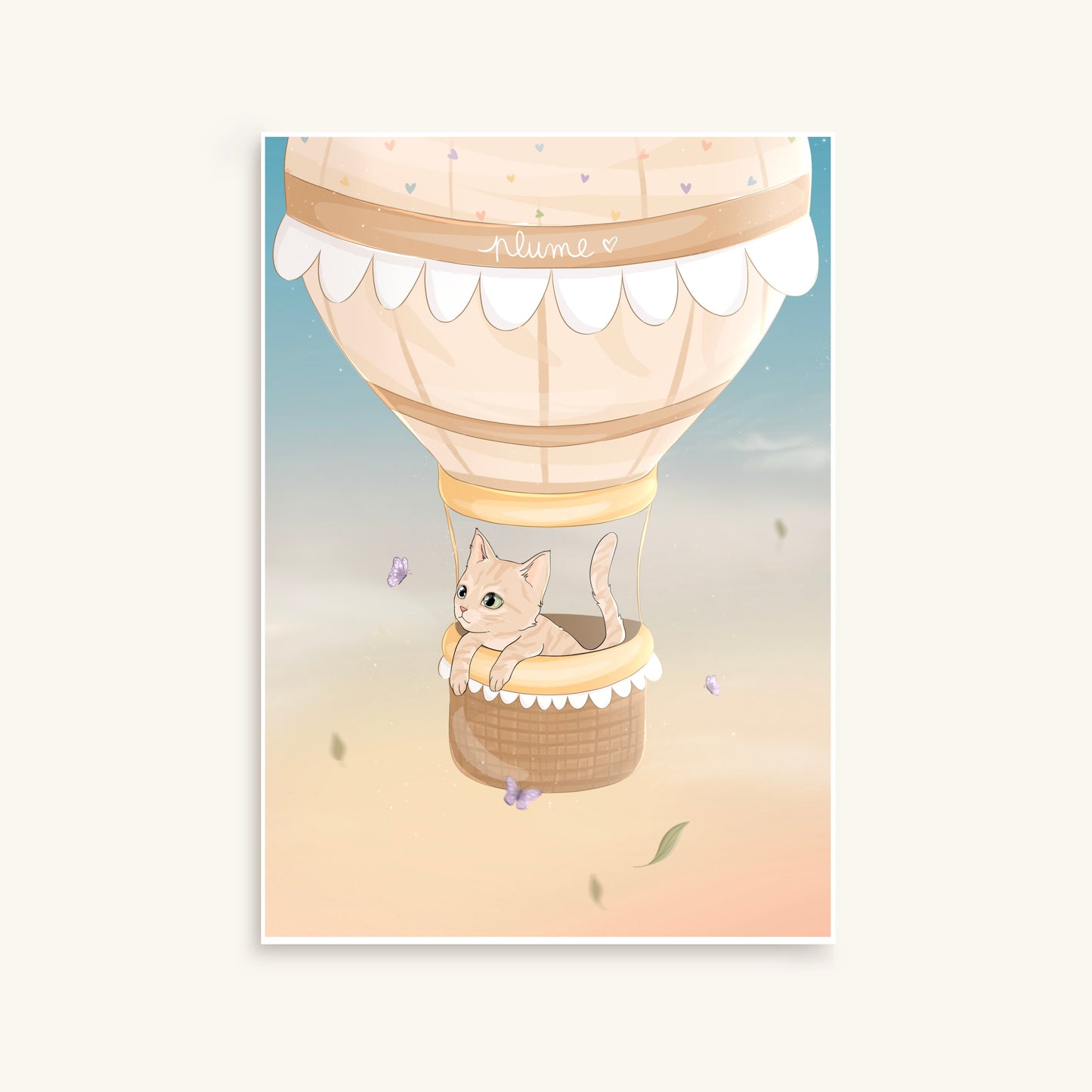 Illustration Cartoon de votre chat dans une montgolfière