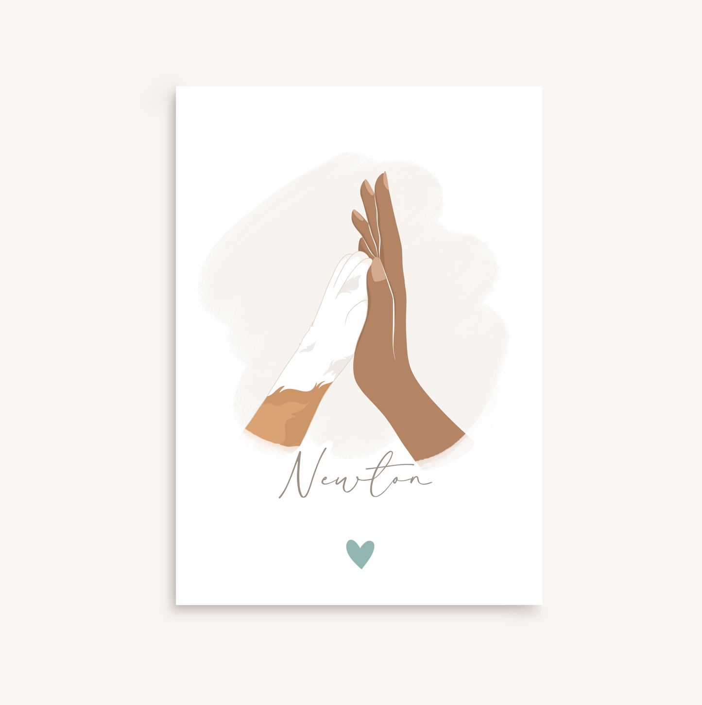 Affiche Chien, main contre patte personnalisée