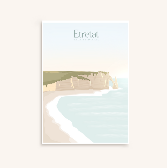 Affiche Etretat, Falaise d’Aval, Normandie