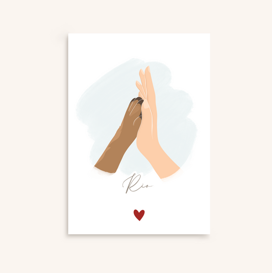 Affiche Chien, main contre patte personnalisée