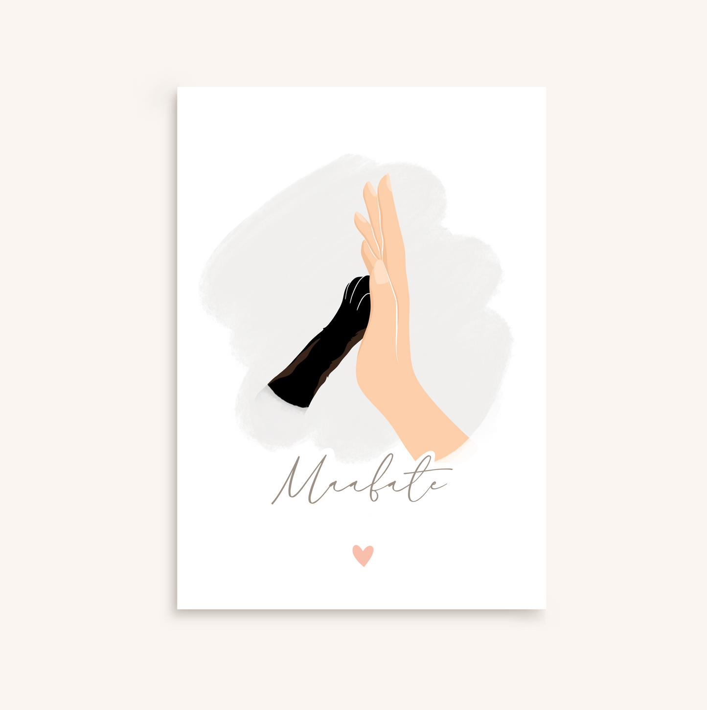 Affiche Chat, main contre patte personnalisée