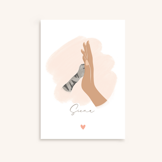 Affiche Chat, main contre patte personnalisée