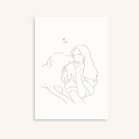 Illustration personnalisée minimaliste contours, un trait